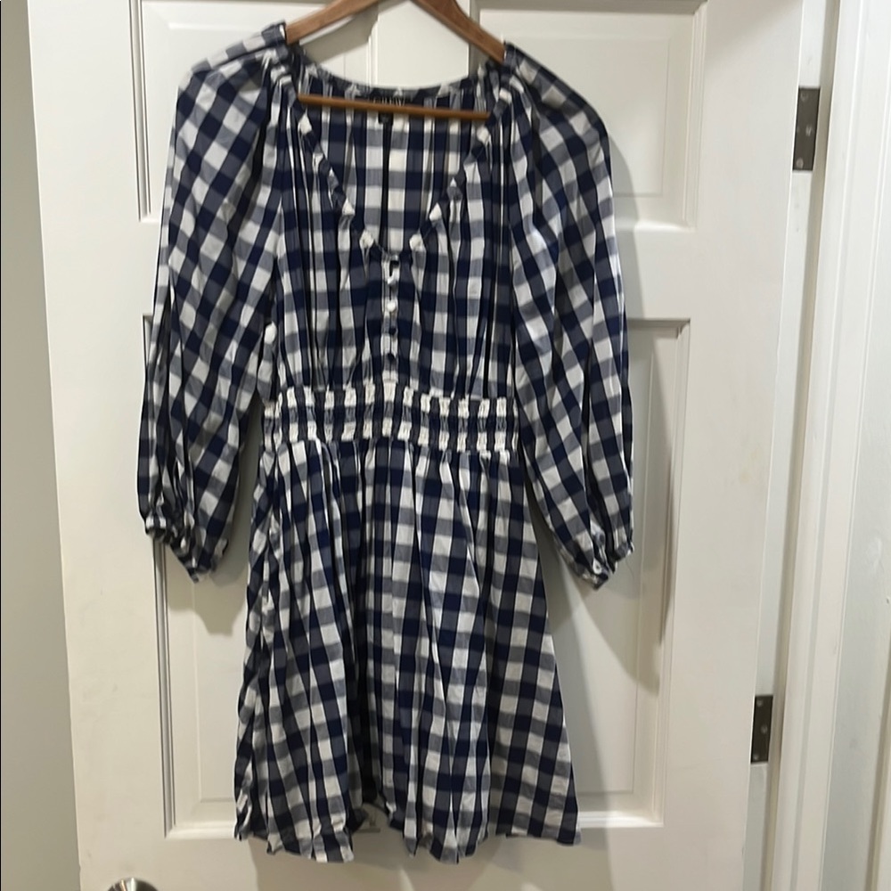 Blue and White Checkered women’s mini dress JCrew
